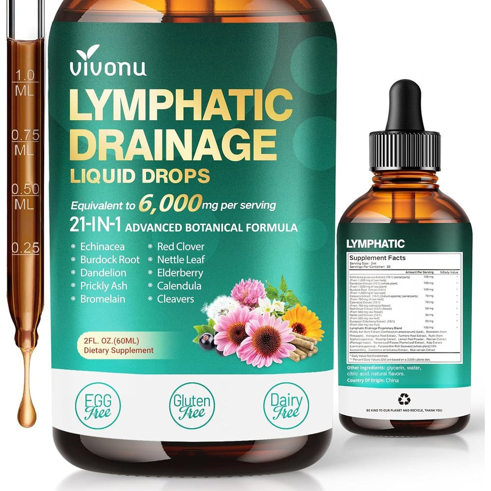 VivoNu 21-in-1 Liposomal Lymphatic Drainage Drops front bottle view
