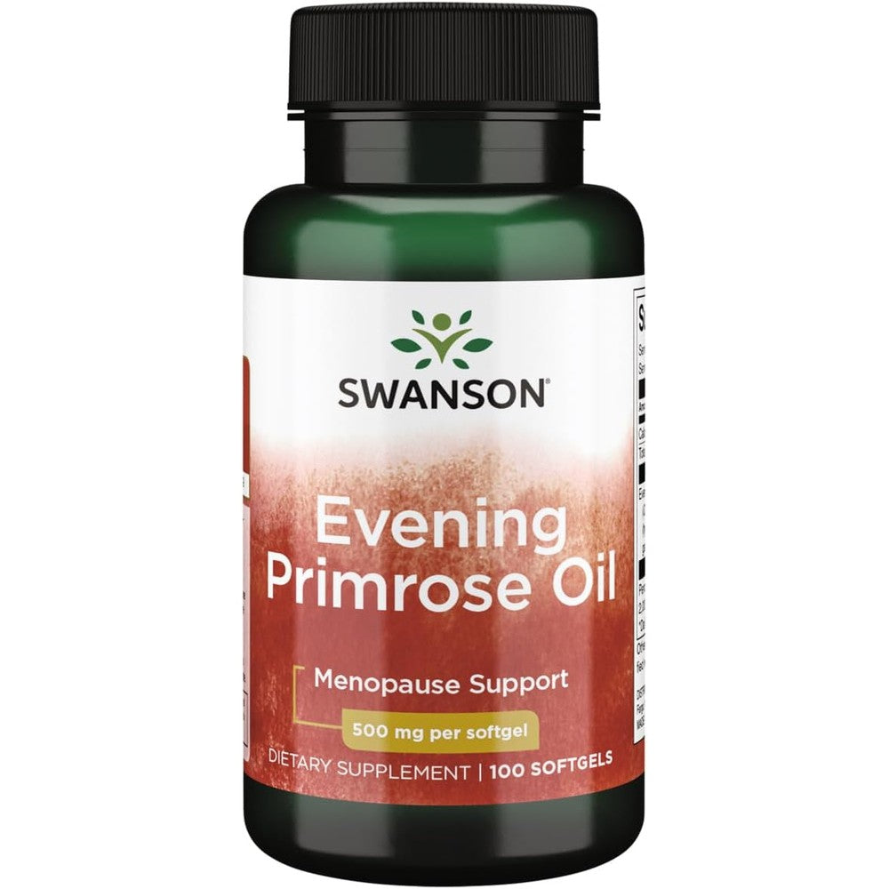 Swanson Evening Primrose Oil 500mg front bottle view for hormonal balance