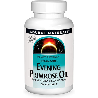 Source Naturals Evening Primrose Oil 500mg 60 softgels front bottle view for women wellness