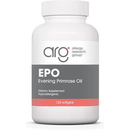 Allergy Research Group Evening Primrose Oil 500mg bottle front view showcasing premium omega-6 supplement