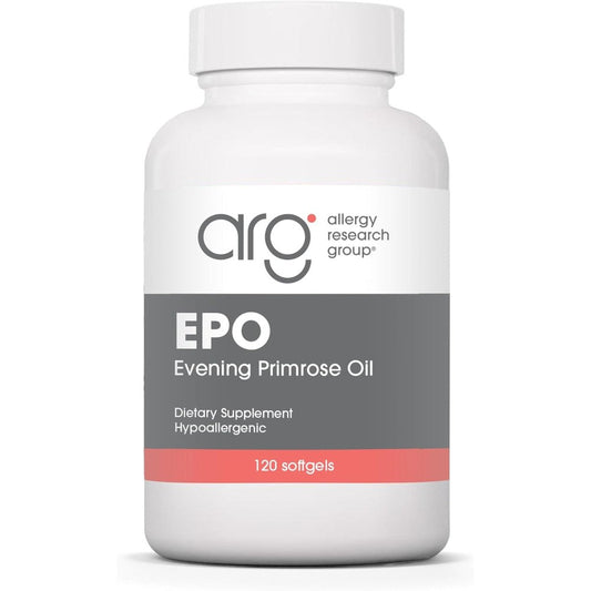 Allergy Research Group Evening Primrose Oil 500mg bottle front view showcasing premium omega-6 supplement