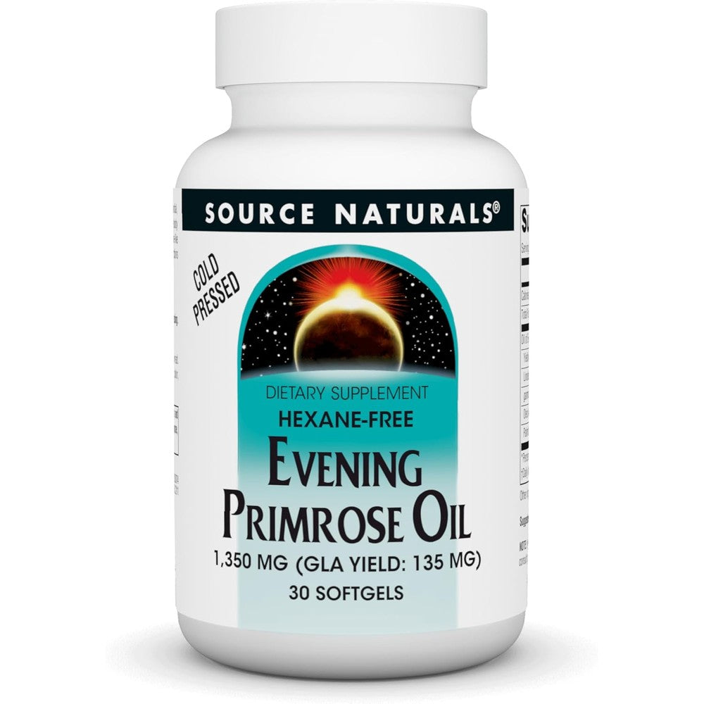 Source Naturals Evening Primrose Oil 1350mg 30 softgels front bottle view