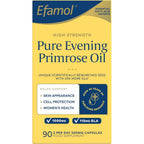 Efamol Pure Evening Primrose Oil 500mg front view of the box showing ninety capsules for hormonal balance.