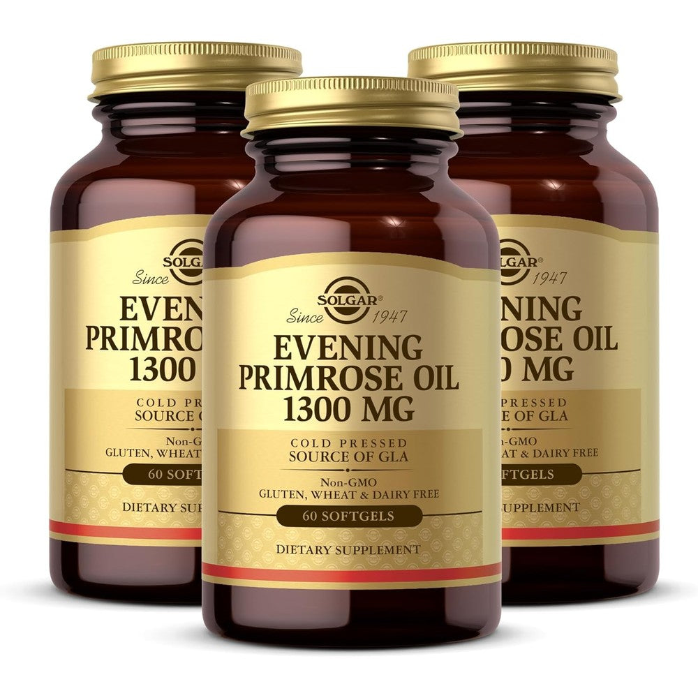 Solgar Evening Primrose Oil 1300mg 3-pack front view bottle