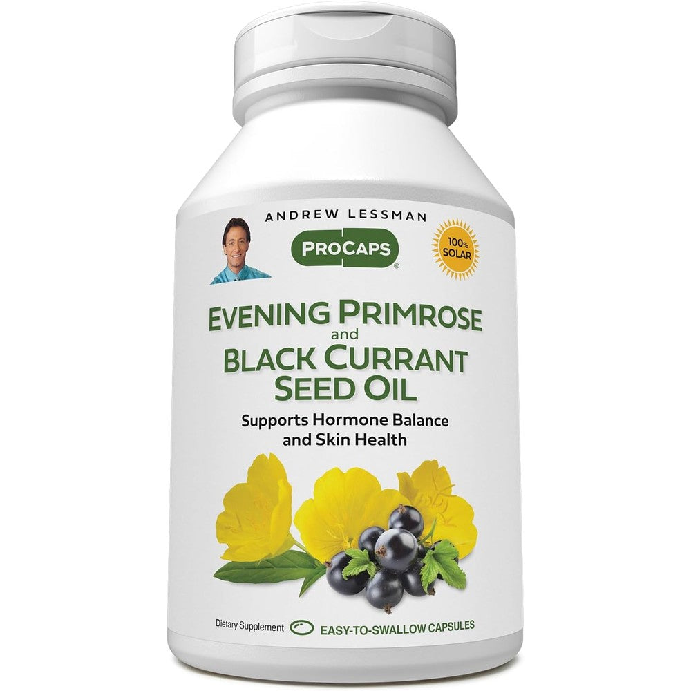 Andrew Lessman Evening Primrose and Black Currant Seed Oil 60 softgels bottle front view