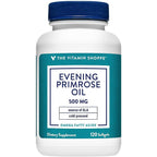 The Vitamin Shoppe Evening Primrose Oil 500mg 120 softgels front bottle view showing women health support labels