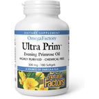 Natural Factors UltraPrim Evening Primrose Oil 500mg 180 softgels front bottle view for hormonal support