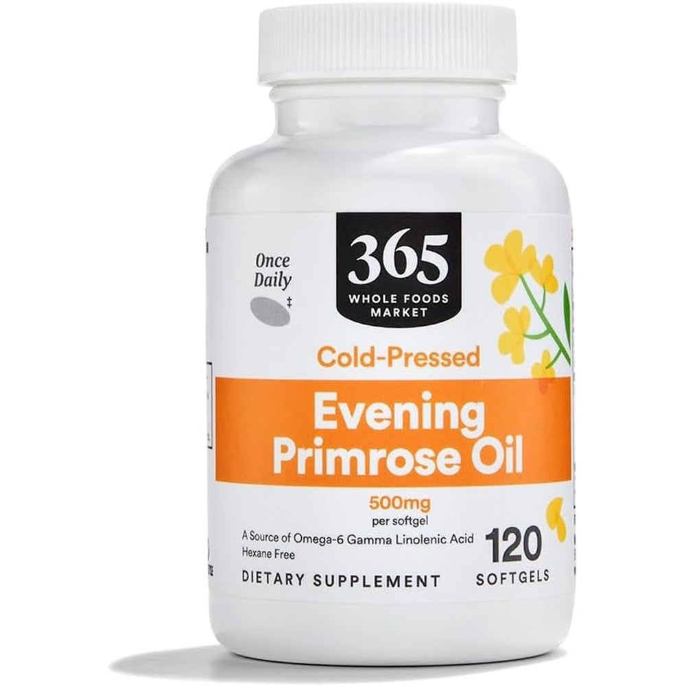 365 by Whole Foods Market Evening Primrose Oil 500mg 120 softgels bottle front view