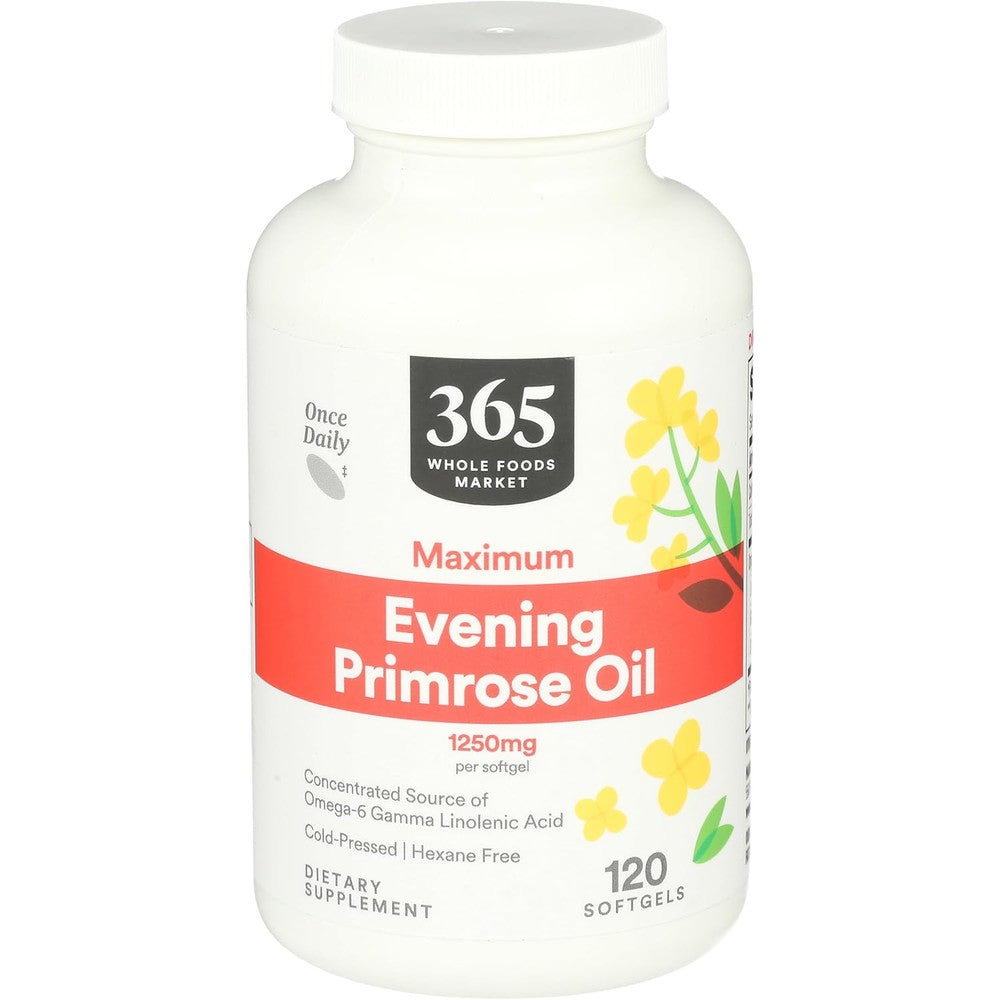 365 by Whole Foods Market High Potency Evening Primrose Oil 1250mg front view bottle
