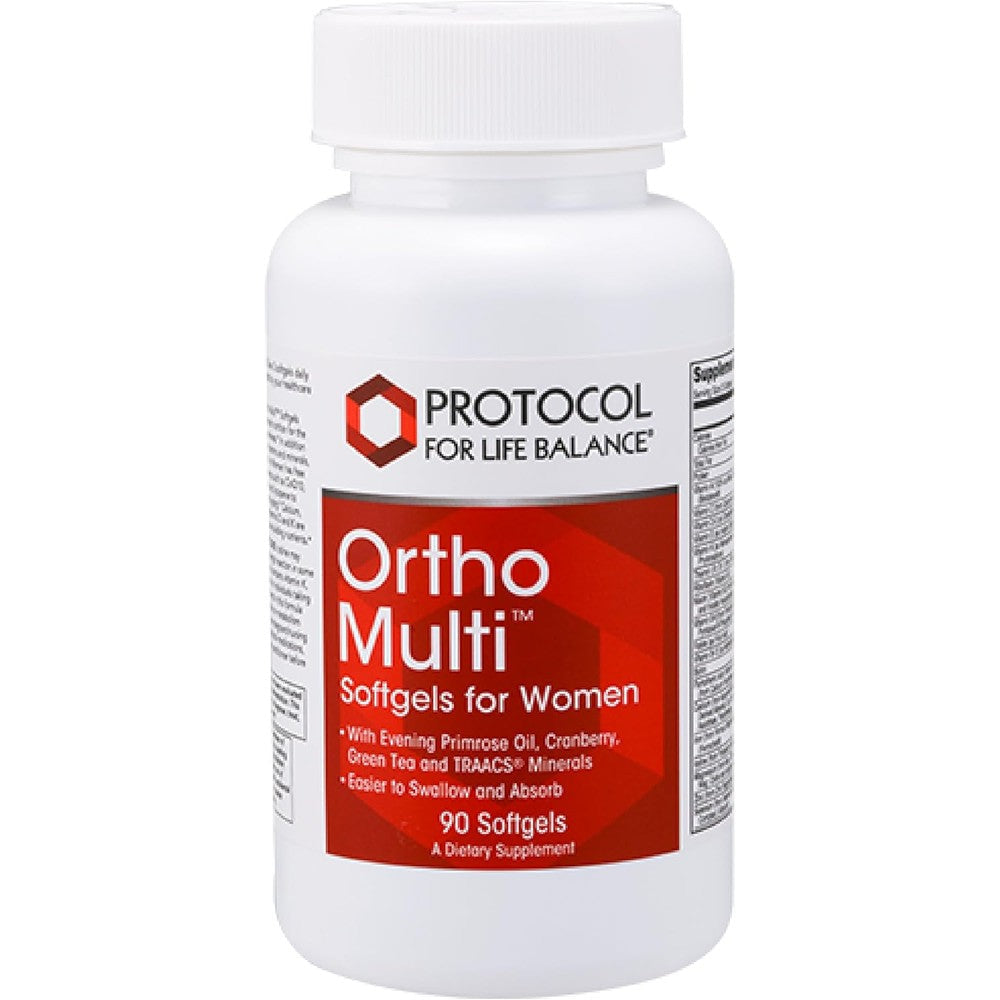 Protocol For Life Balance Ortho Multi For Women 90 softgels front bottle view