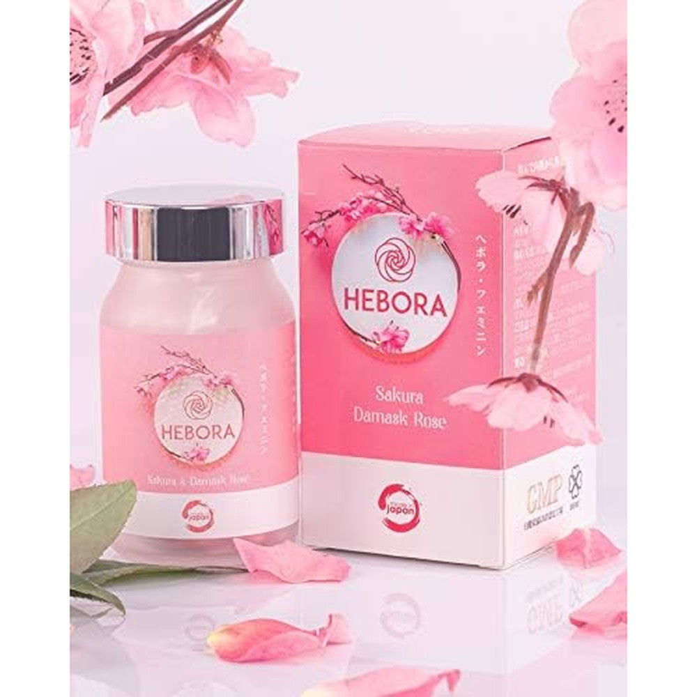 Hebora Pink Beauty and Hormone Support sixty capsules bottle front view showing authentic Japanese formulation