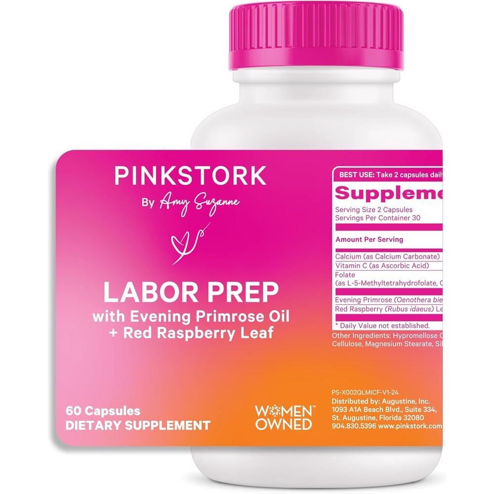 Pink Stork Labor Prep 60 capsules bottle front view for third trimester support