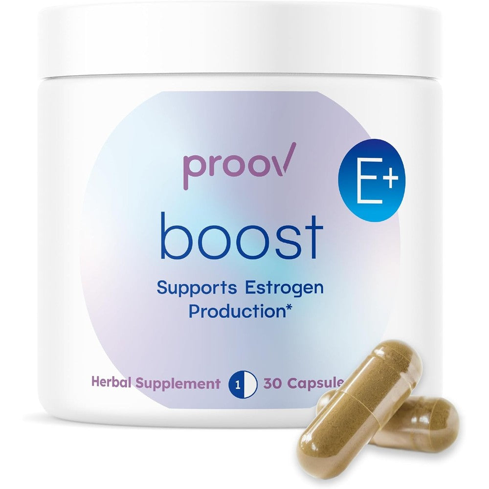 Proov Boost estrogen support supplement bottle front view for female hormonal balance