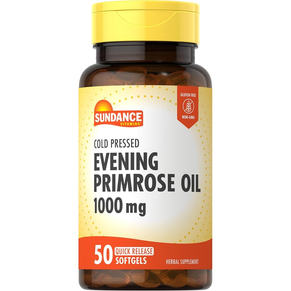 Sundance Evening Primrose Oil 1000mg 50 softgels front bottle view authentic USA import