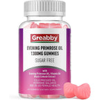 Greabby evening primrose oil gummies front bottle view showing sixty count vitamins