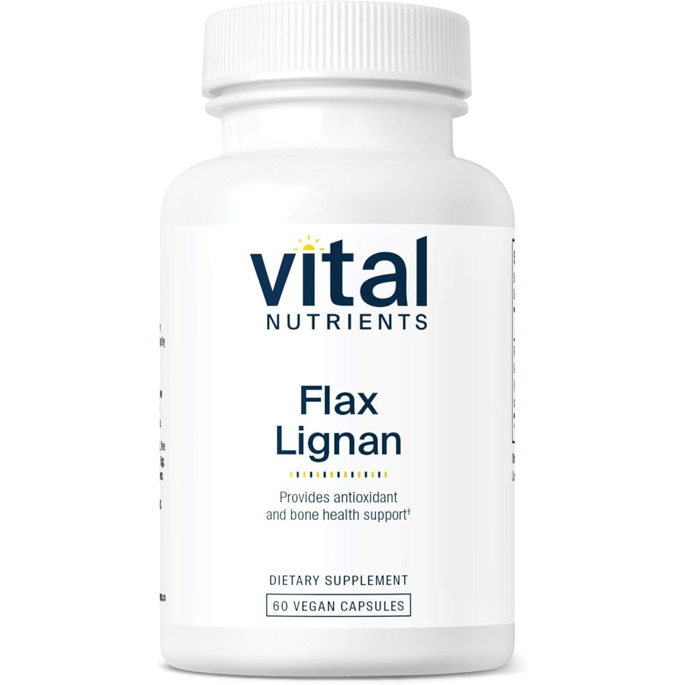 Vital Nutrients Flax Lignan SDG 60 vegetarian capsules front bottle view for breast health