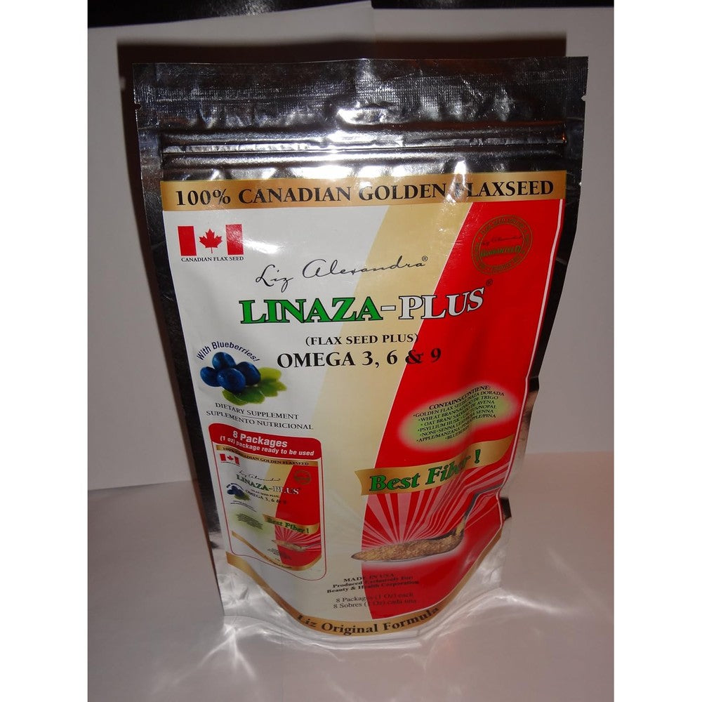 Liz Alexandra Linaza Plus ground flaxseed formula front view packaging