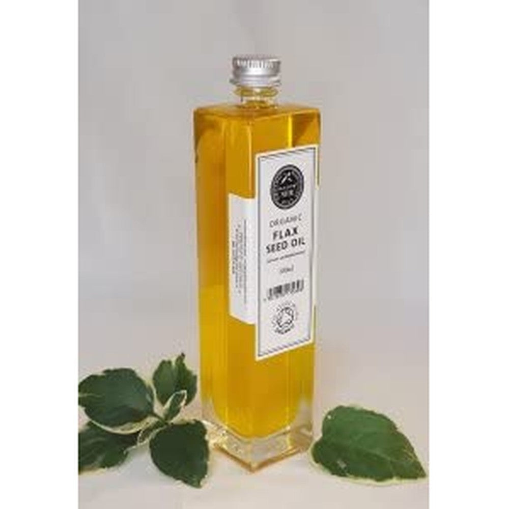 NHR Organic Oils Cold Pressed Flax Seed Oil 500 Milliliter front view bottle for organic skin hydration