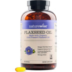 NatureWise Organic Flaxseed Oil 1242mg 240 softgels bottle front view showcasing premium plant based omega supplement
