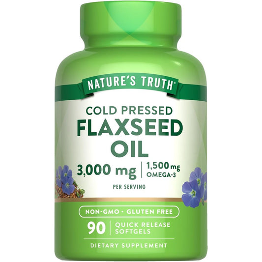 Nature's Truth Organic Flaxseed Oil 3000mg 90 softgels front bottle view