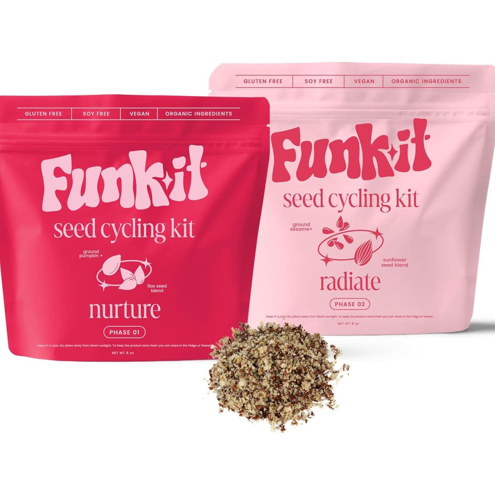 Funk It Wellness Seed Cycling Kit 16 ounce front packaging for natural hormone balance