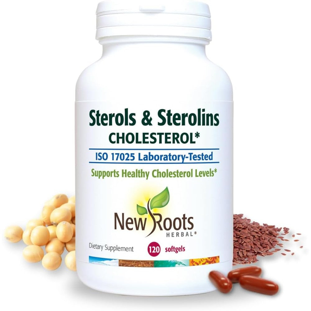 New Roots Herbal Plant Sterols and Sterolins front view bottle for natural cholesterol support
