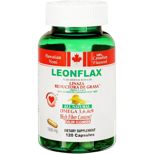 Leonflax Authentic Linaza Seeds Fat Reducer 120 Capsules front bottle view