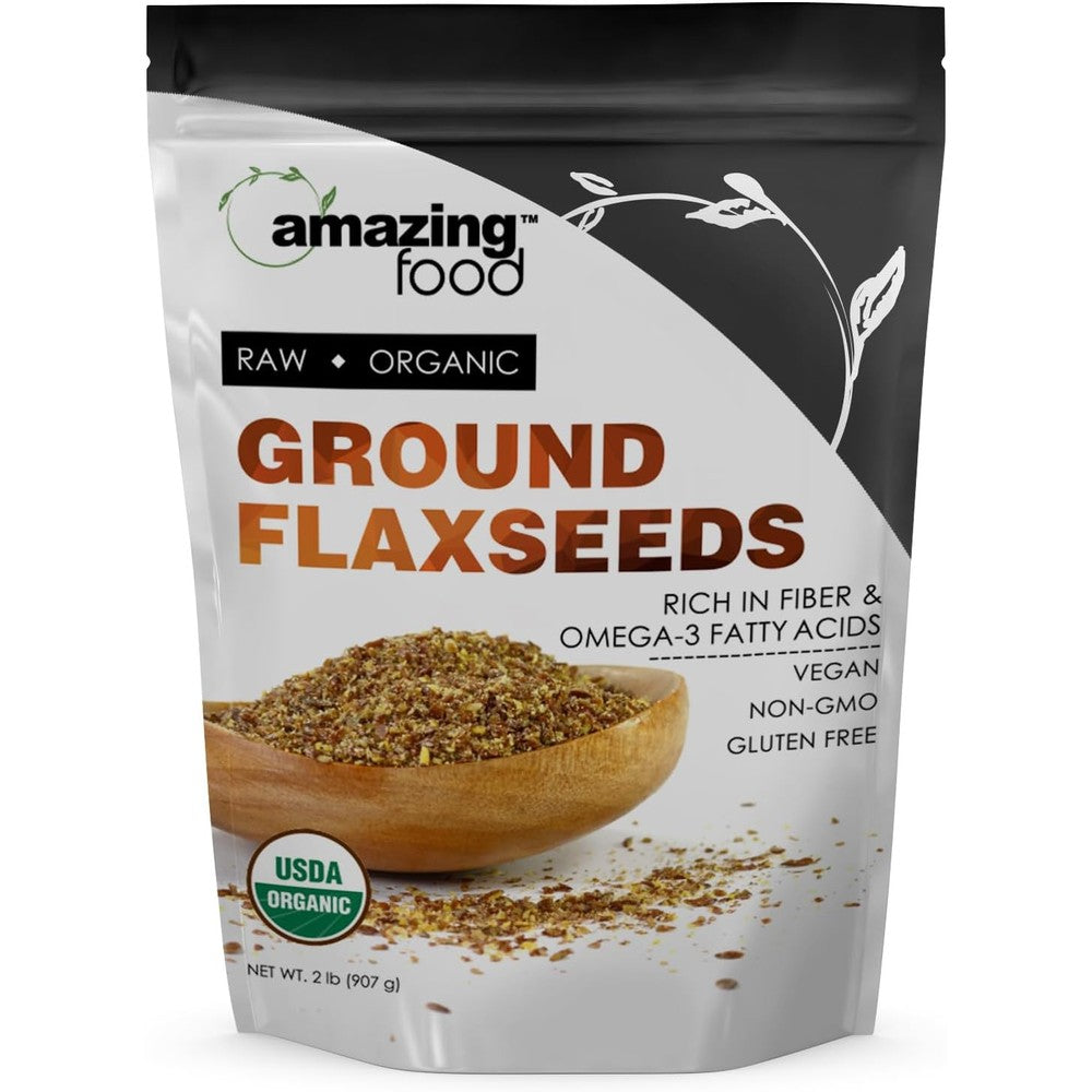 Amazing Nutrition Amazing Food Organic Ground Flaxseed Powder front view pouch