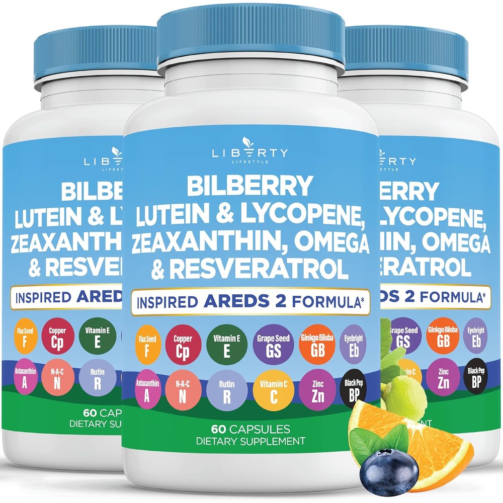 Liberty Lifestyle Eye Health Vitamins 180 Capsules front view bottle showing premium vision support supplement.