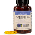 NatureWise Organic Flaxseed Oil 3000 mg front view bottle showing 90 softgels package