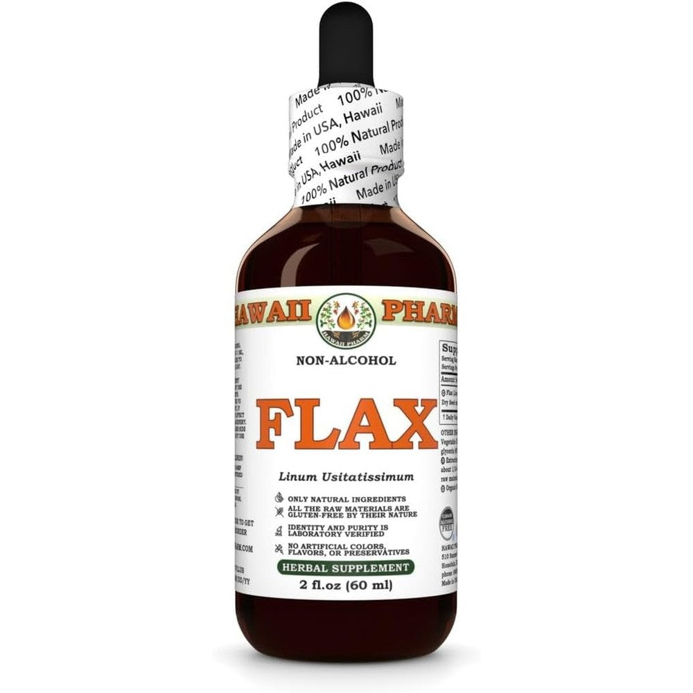 Hawaii Pharm Flax Seed Glycerite 60ml bottle front view plant based omega 3 supplement