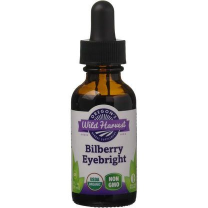 Oregon's Wild Harvest Bilberry Eyebright Organic Extract liquid supplement front view