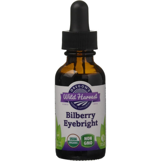 Oregon's Wild Harvest Bilberry Eyebright Organic Extract liquid supplement front view