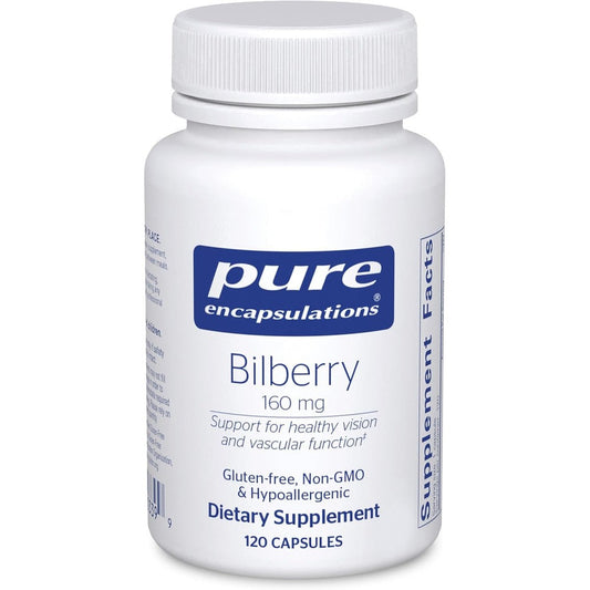 Pure Encapsulations Bilberry 160 mg 120 Capsules front bottle view for premium eye health support