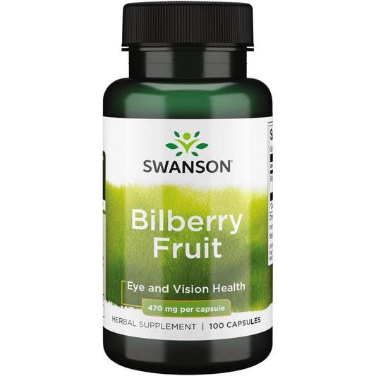 Swanson Bilberry Fruit 470 Milligrams 100 Capsules front view authentic herbal supplement India