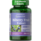 Puritan's Pride Bilberry Extract 250mg front view bottle for eye health supplement