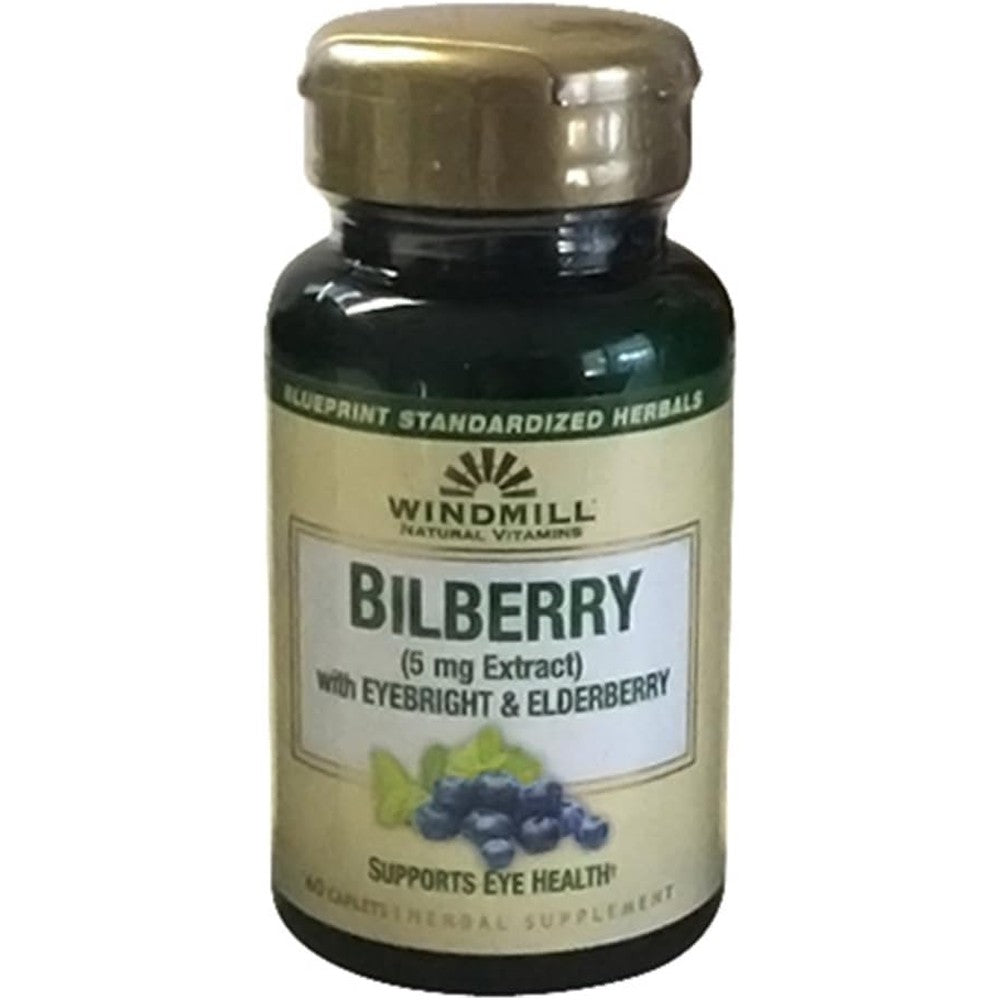 Windmill Healthcare Products Bilberry 500mg 60 Vegan Capsules bottle front view authentic eye supplement India