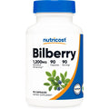 Nutricost Bilberry Extract 1200 Milligrams bottle front view showing eye health supplement packaging.