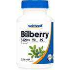Nutricost Bilberry Extract 1200 Milligrams bottle front view showing eye health supplement packaging.