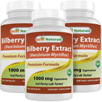 Best Naturals Bilberry 1000mg 90 capsules front view bottle for eye health support