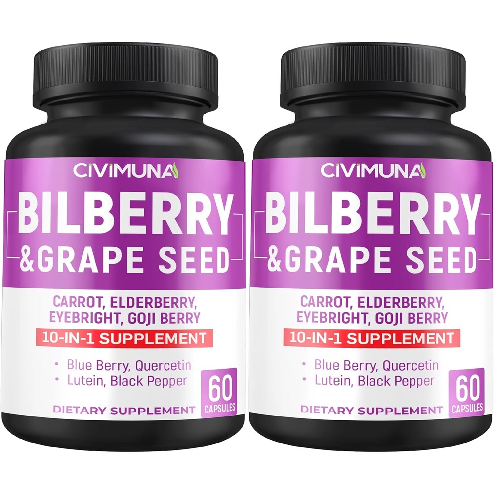 Civimuna Bilberry Blend eye supplement front view showing 120 capsules pack