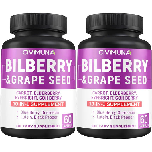 Civimuna Bilberry Blend eye supplement front view showing 120 capsules pack