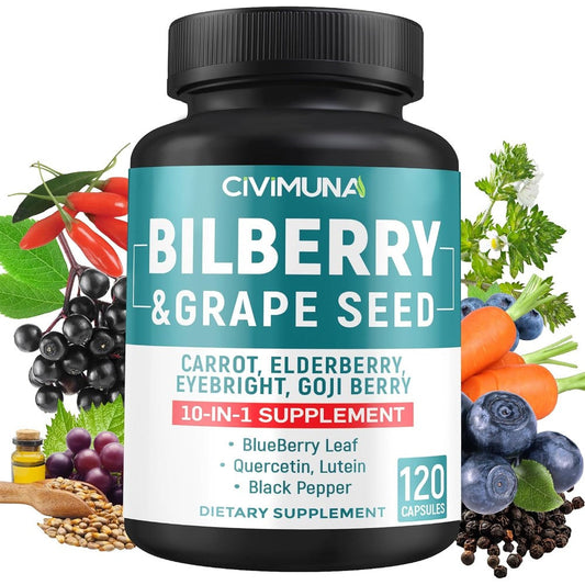 CIVIMUNA Bilberry Extract Blend 120 capsules bottle front view for eye health support