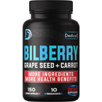 Dedicad Bilberry Extract 150 vegetarian capsules bottle front view for premium eye health support.