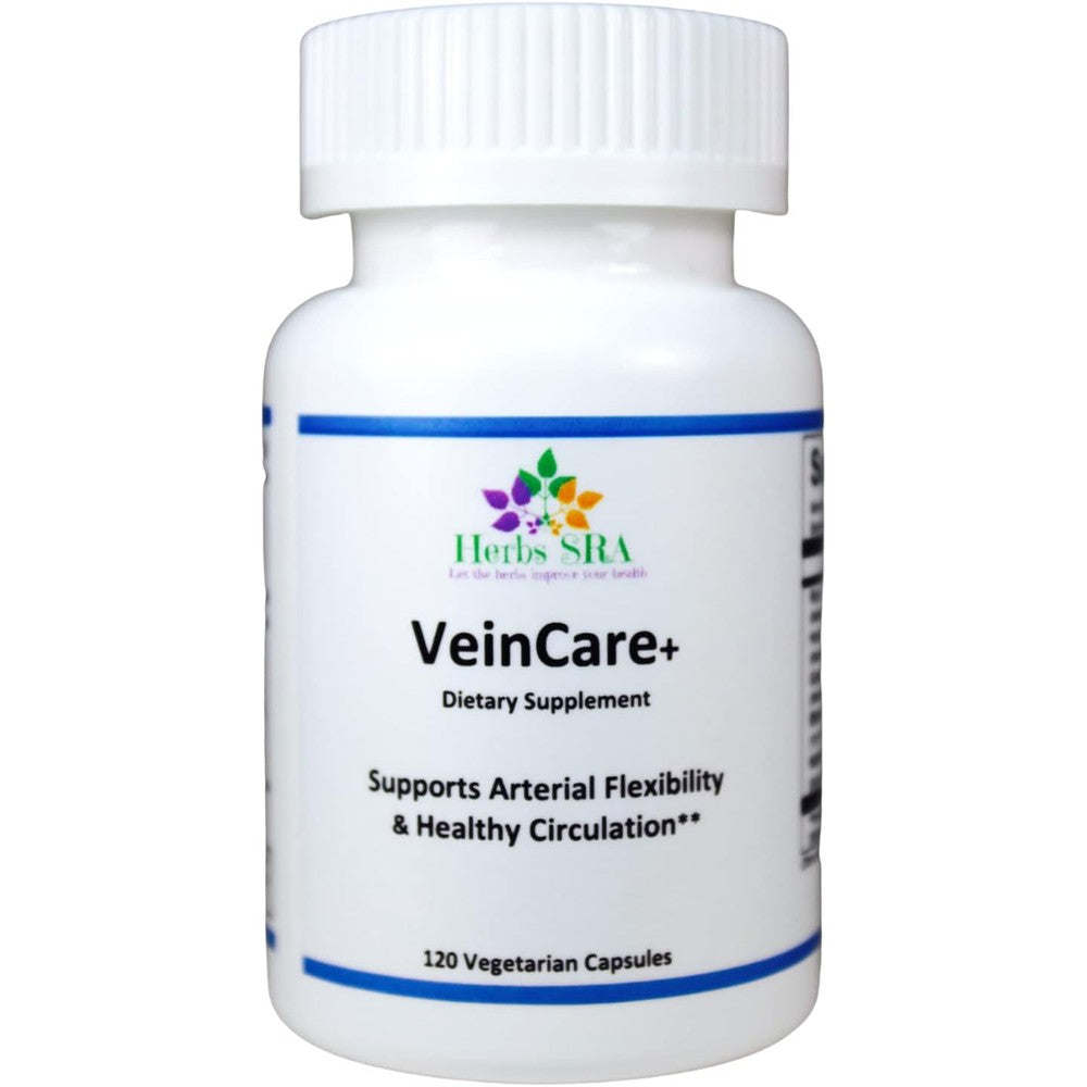 Herbs SRA VeinCare Plus 120 capsules bottle front view for blood circulation support