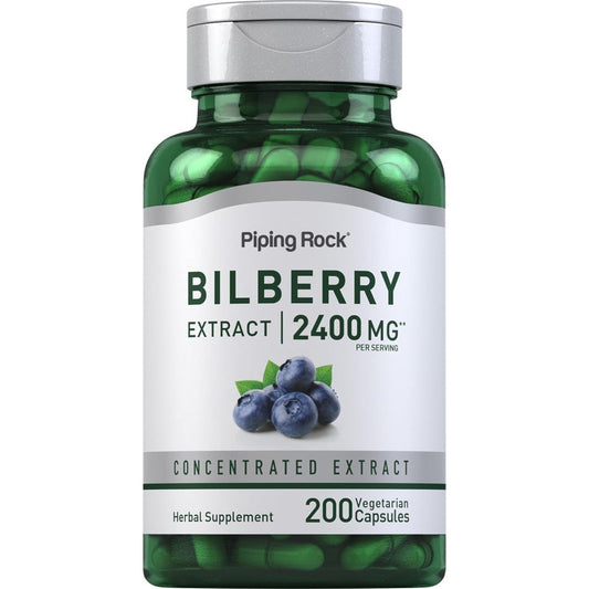 Piping Rock Bilberry Extract 1200mg front view eye health supplement bottle