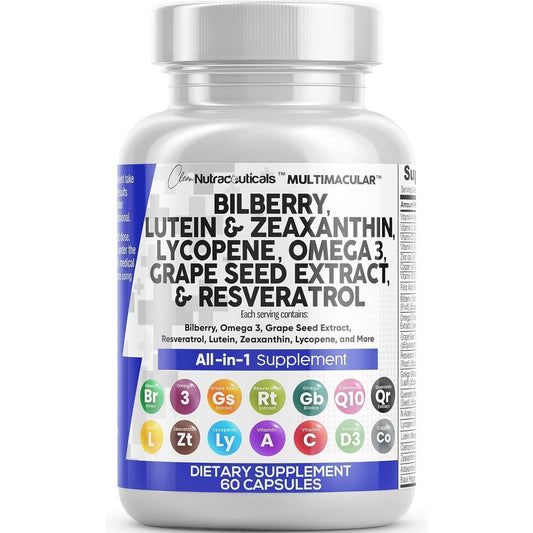 Clean Nutraceuticals MultiMacular Eye Vitamins 60 capsules front view bottle