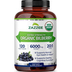 Zazzee Naturals Organic Bilberry Extract 120 vegan capsules front view bottle