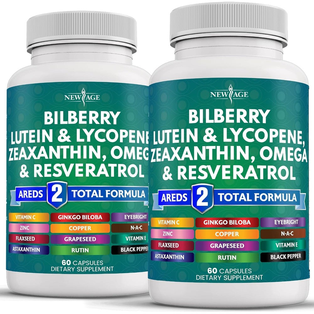 New Age Eye Health Bilberry Lutein 120 Capsules front view vision supplement bottle