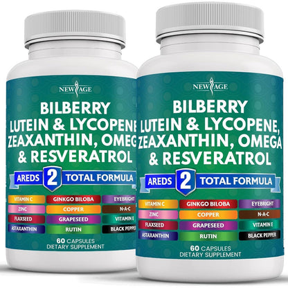 New Age Eye Health Bilberry Lutein 120 Capsules front view vision supplement bottle
